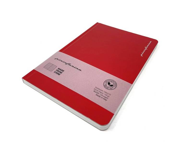 PININFARINA Segno Notebook Stone Paper, stone notebook, red cover, lines