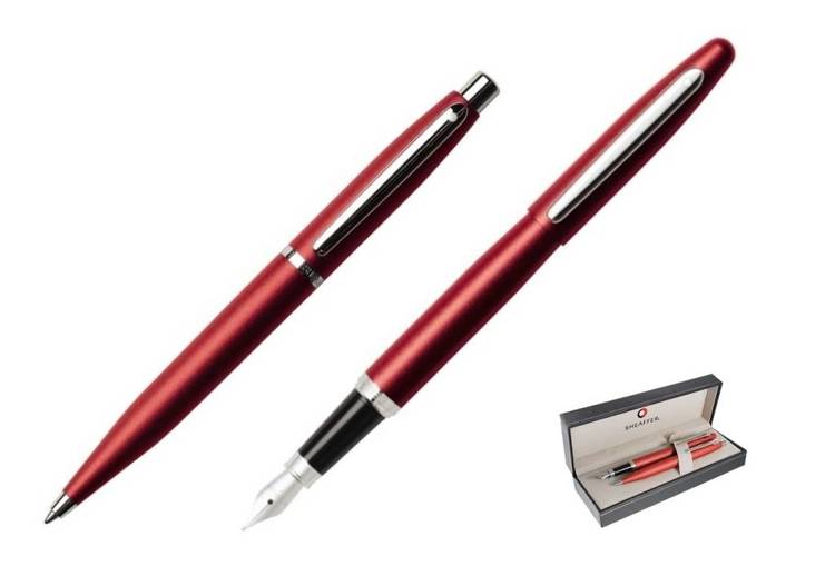 9403 Zestaw (pióro wieczne i długopis) Sheaffer VFM, czerwony, wykończenia niklowane