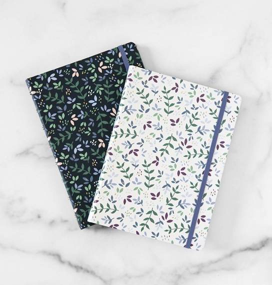 Notebook fILOFAX Garden A5 blok w linie, ciemnoniebieski w kwiaty, motyw Dusk